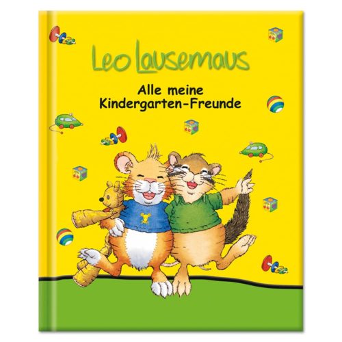 Ein Kinderbuch mit dem Titel „Leo Lausemaus: Alle meine Kindergarten-Freunde“ mit zwei fröhlichen Mäusen auf dem Cover.