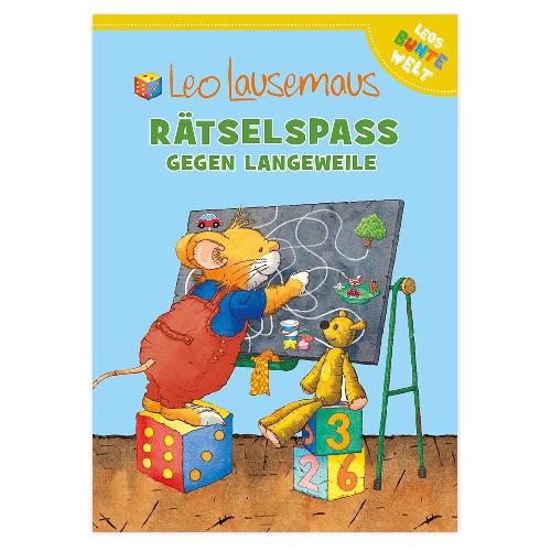 Eine Mauszeichnung auf einer Tafel mit einem Teddybär auf dem Cover eines deutschen Kinderbuchs.