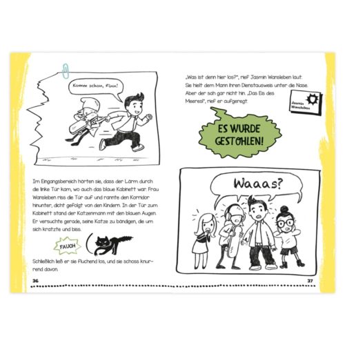 Comic-Panel, das eine schockierte Reaktion einer Familie zeigt, wobei Sprechblasen Überraschung und Besorgnis ausdrücken.