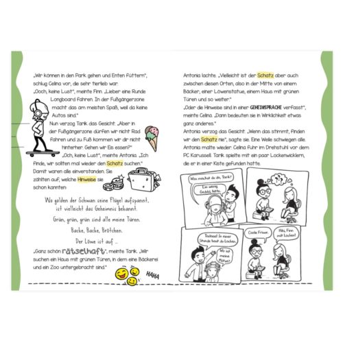 Comic mit zwei Kindern, die Sommerpläne besprechen, backen und Spaß haben