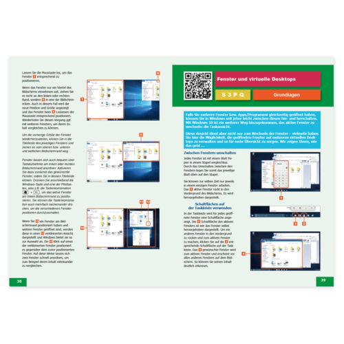 Anleitung mit Text und Screenshots zu virtuellen Desktops und Fensterverwaltung.