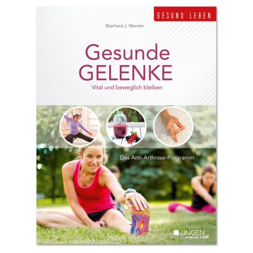 Buchcover mit dem Titel „Gesunde Gelenke“ mit verschiedenen Abbildungen zu Übungen und Gelenkpflege.