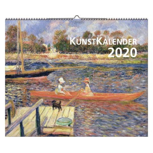 Kunstkalendercover für 2020 mit einem impressionistischen Gemälde von zwei Personen in einem Boot auf einem Fluss.