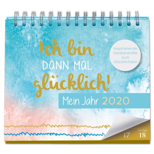 Spiralgebundener Kalendereinband mit deutschem Text und farbenfrohem Design für das Jahr 2020.
