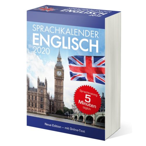 Das Buch „Sprachkalender Englisch 2020“ mit Big Ben und Union Jack bietet tägliches 5-minütiges Sprachtraining.