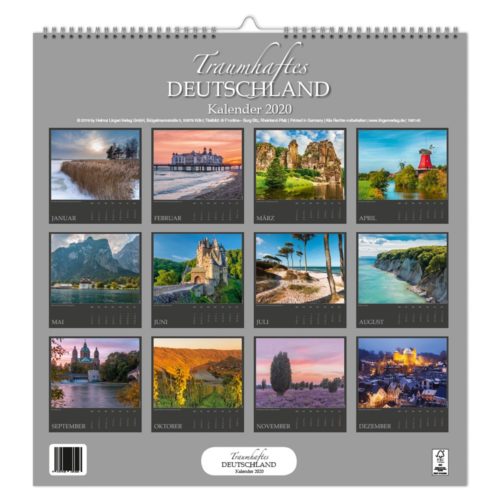 Wandkalender „Traumhaftes Deutschland“ mit Landschaftsmotiven für jeden Monat des Jahres 2020.
