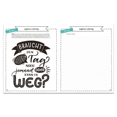 Arbeitsblatt zum Thema deutsche Schriftzüge mit einem motivierenden Zitat auf der linken Seite und einem leeren Raster zum Üben auf der rechten Seite.