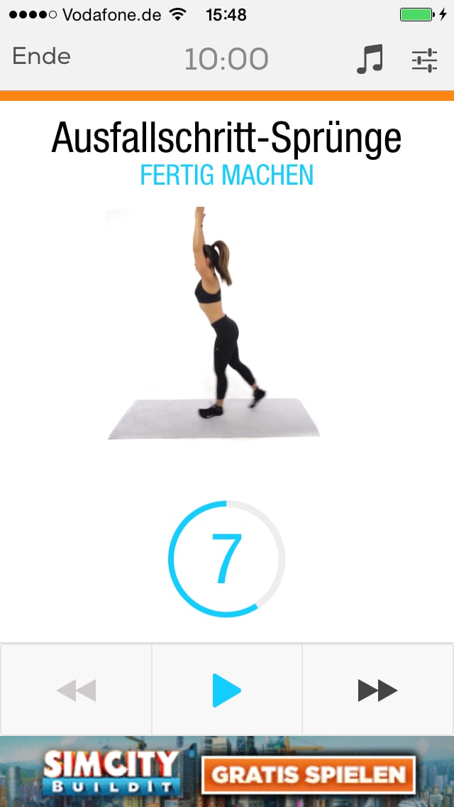 7-Minuten-Trainingseinheit – Screenshot iPhone