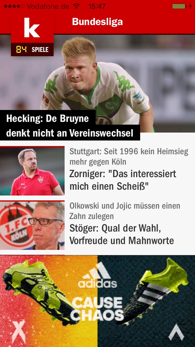 Kicker Fussball News – Screenshot iPhone