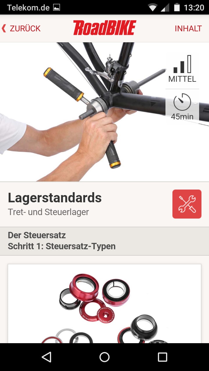 RoadBIKE Werkstatt – Screenshot Android