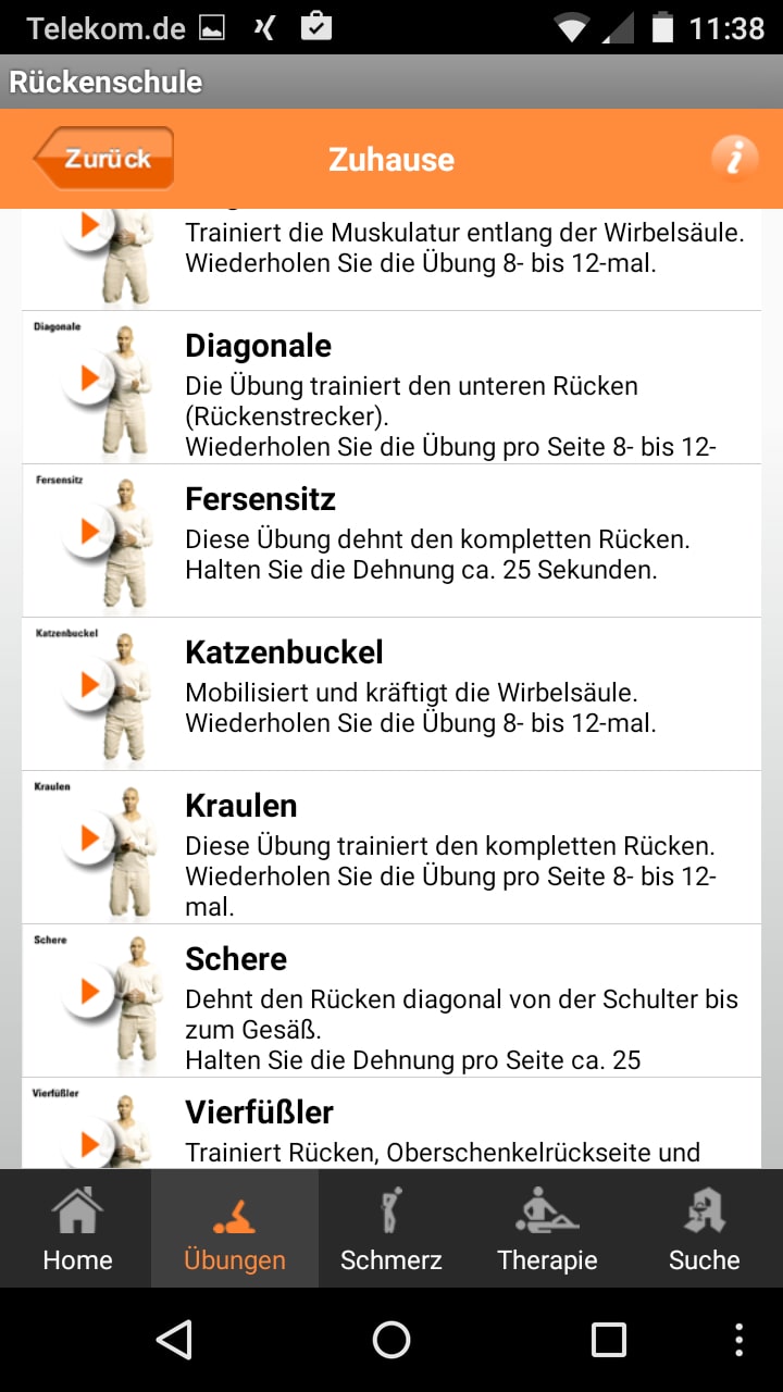 Rückenschule – Screenshot Android