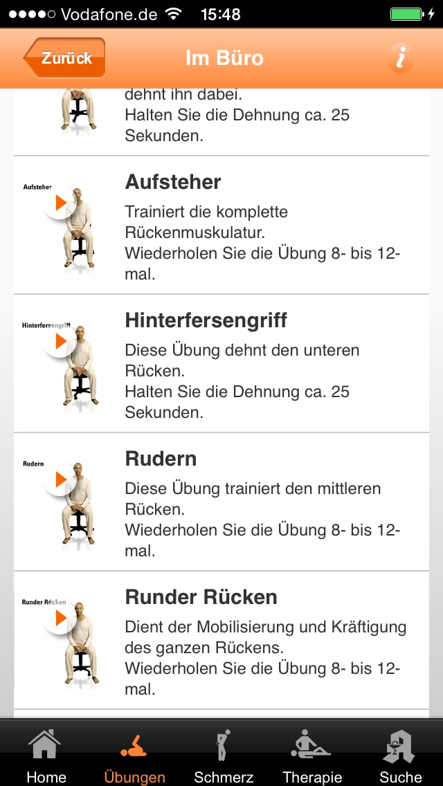 Rückenschule – Screenshot iPhone