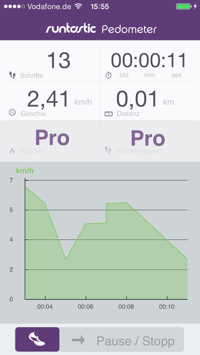 Runtastic Pedometer – Screenshot iPhone