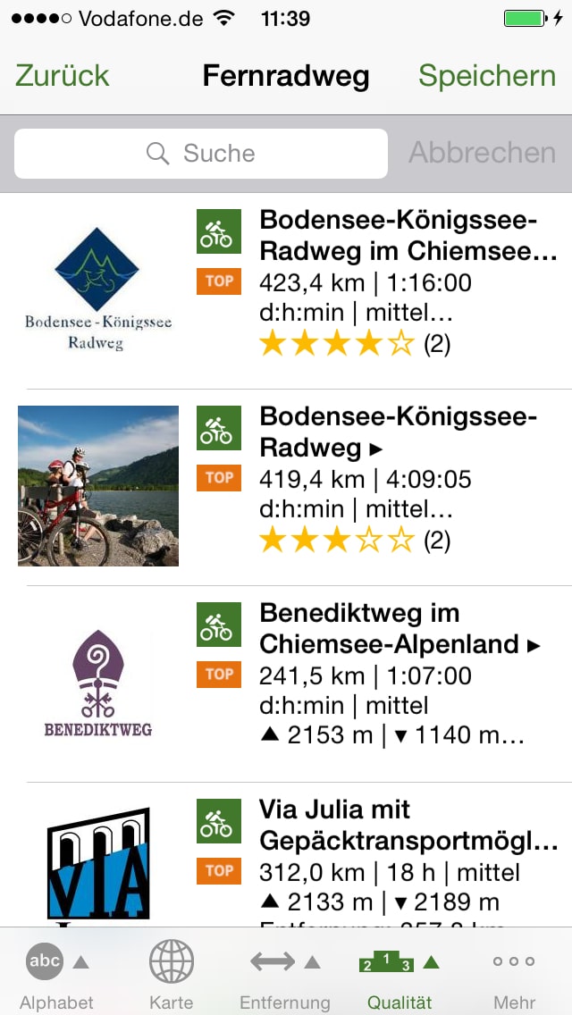 ADAC Fahrrad Touren Navigator – Screenshot iPhone