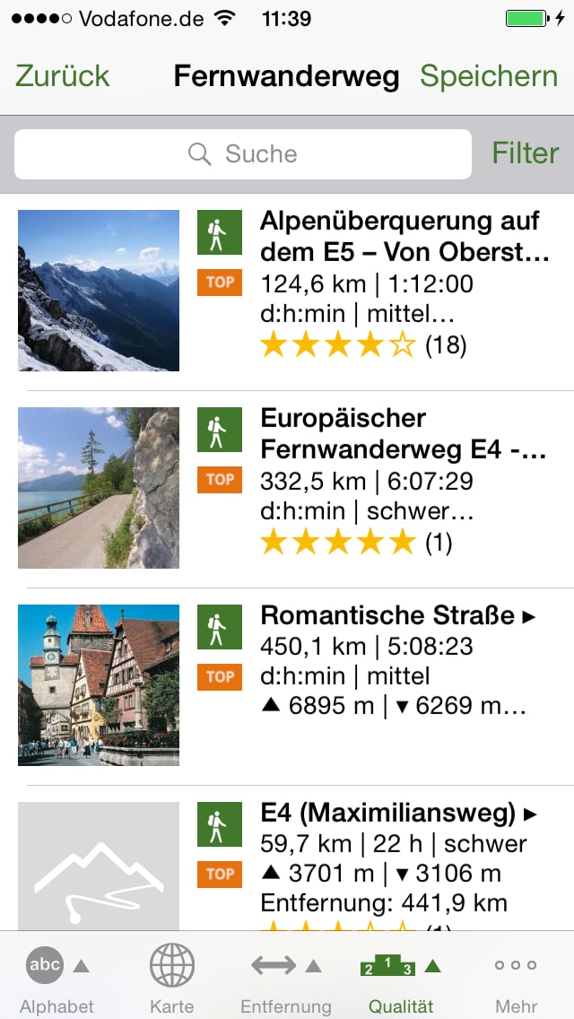 ADAC Wanderführer Deutschland – Screenshot iPhone