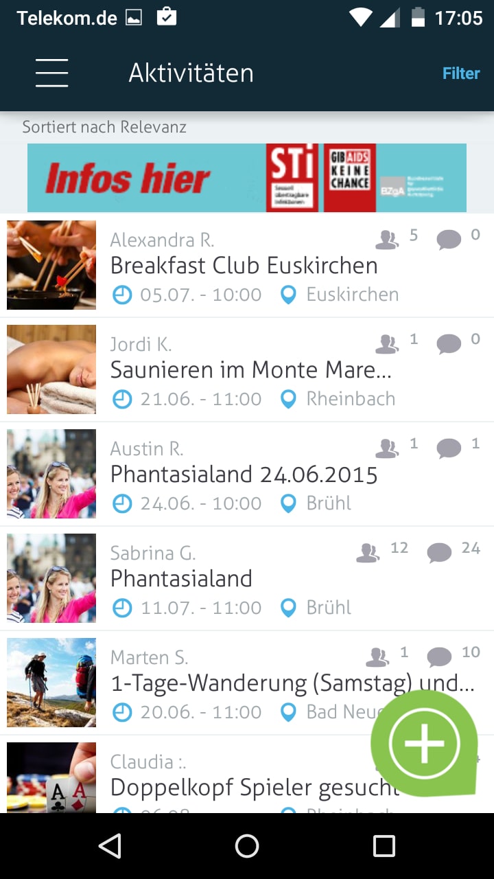 Spontacts - Freizeit Community – Screenshot Android