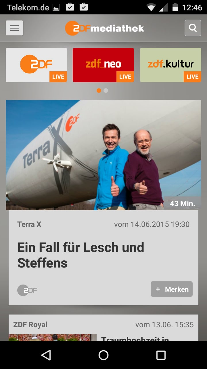 ZDF-App – Screenshot Android