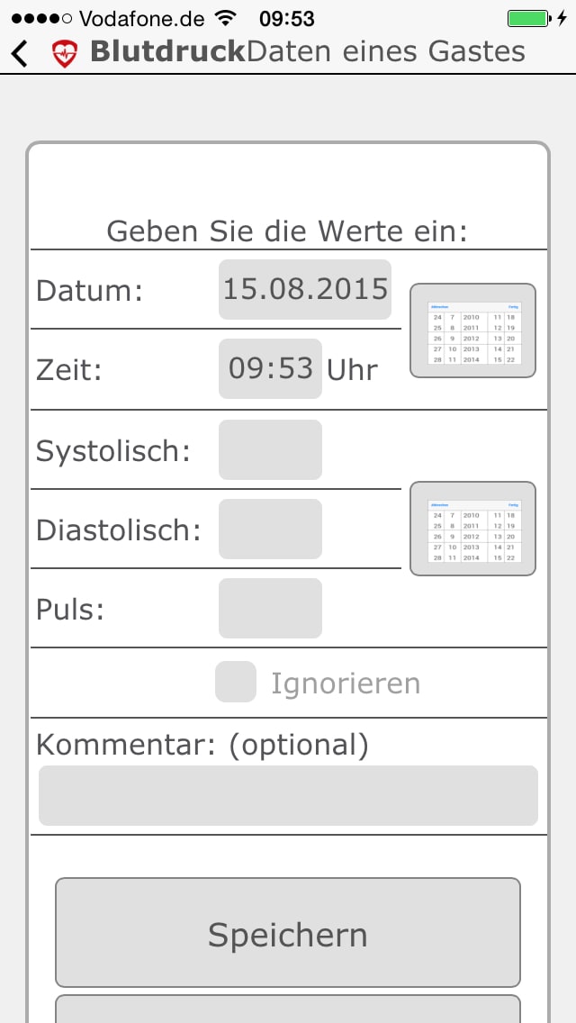 BlutdruckDaten – Screenshot iPhone