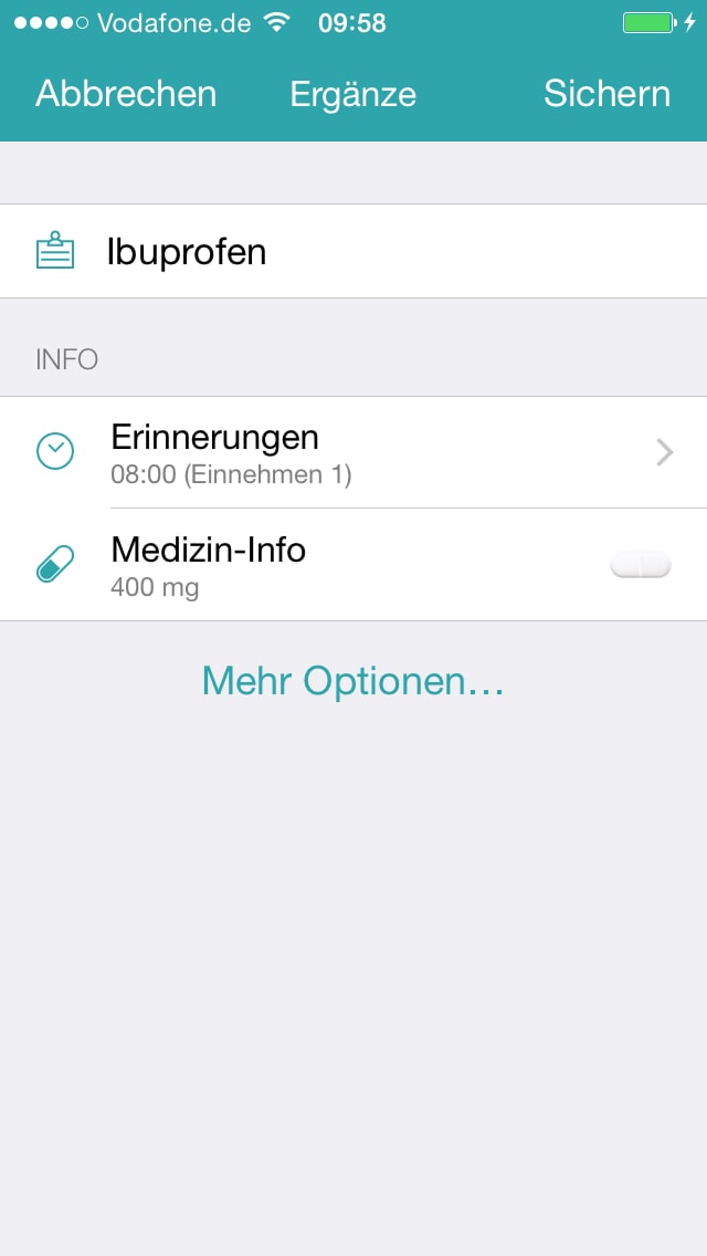 MediSafe Medication Erinnerung – Screenshot iPhone