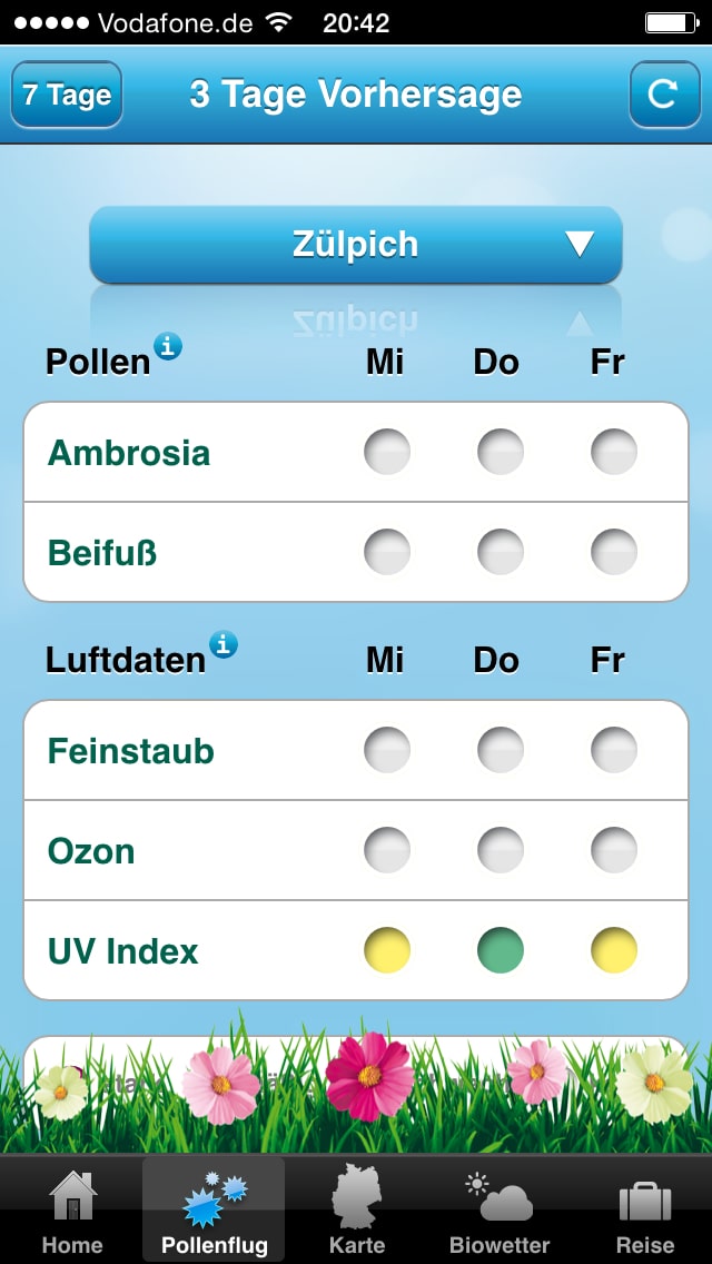Polleninfo – Screenshot Android