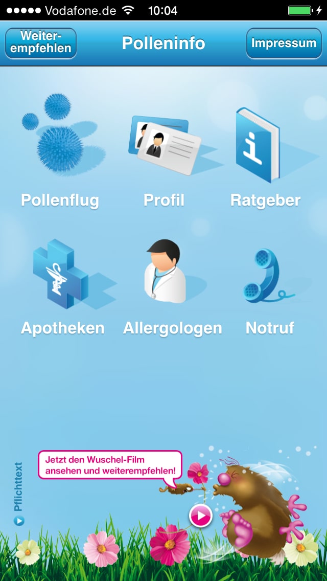 Polleninfo – Screenshot iPhone