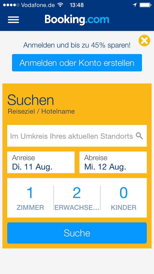 Booking.com – Screenshot iPhone