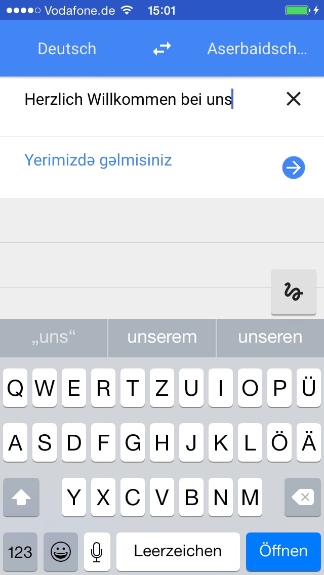 Google Übersetzer – Screenshot iPhone