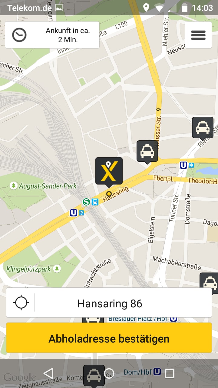 MyTaxi – Screenshot Android