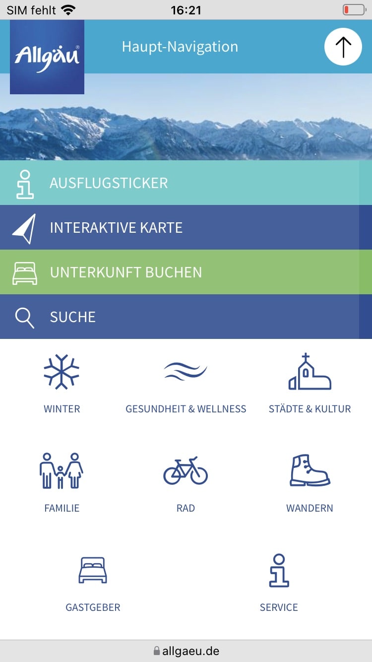 Allgäu – Screenshot iPhone