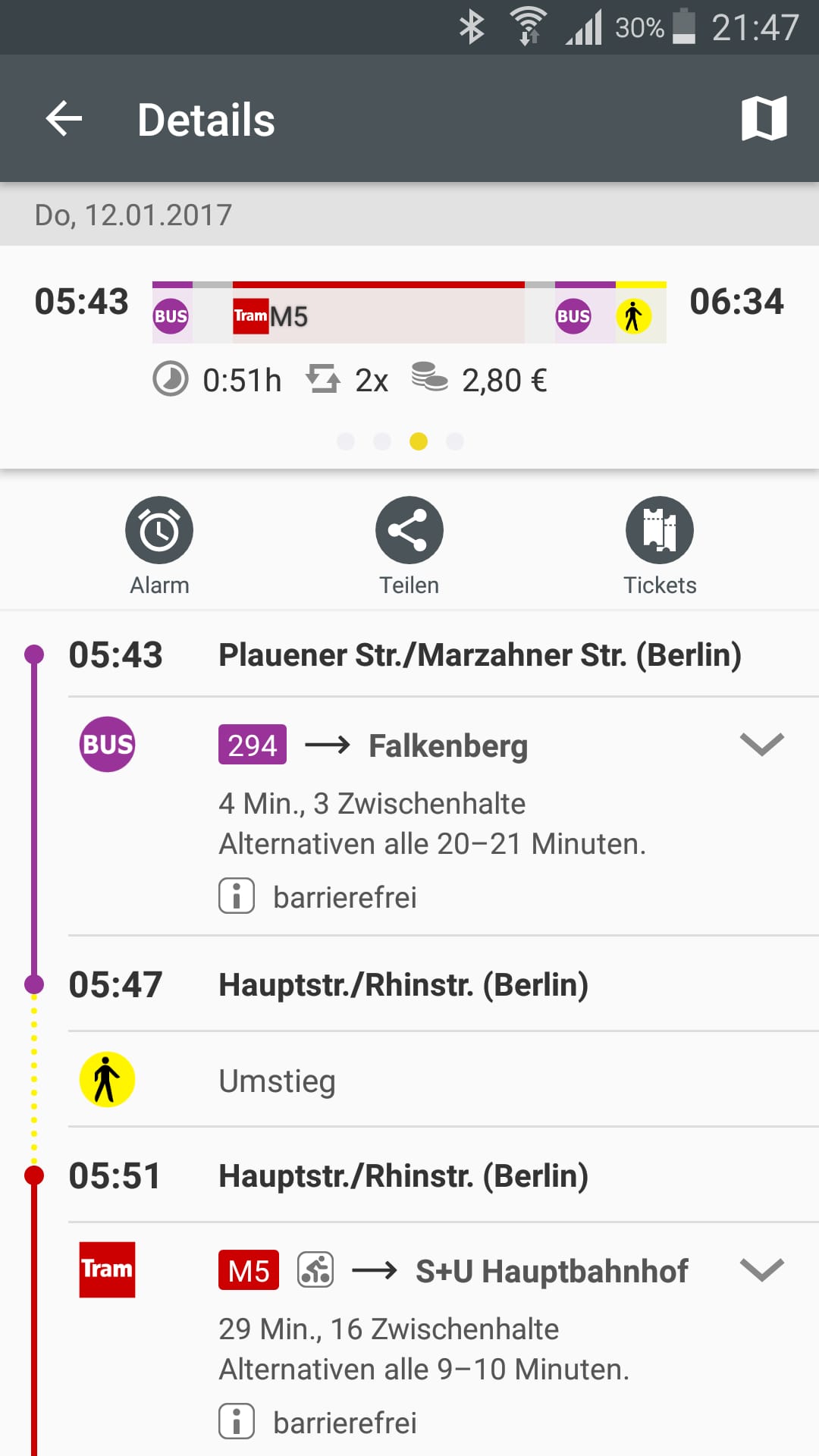 BVG FahrInfo Plus – Screenshot Android