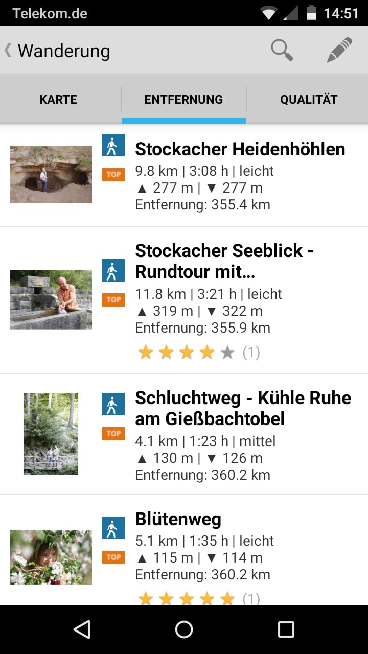 Wander- und Fahrradtouren am Bodensee – Screenshot Android