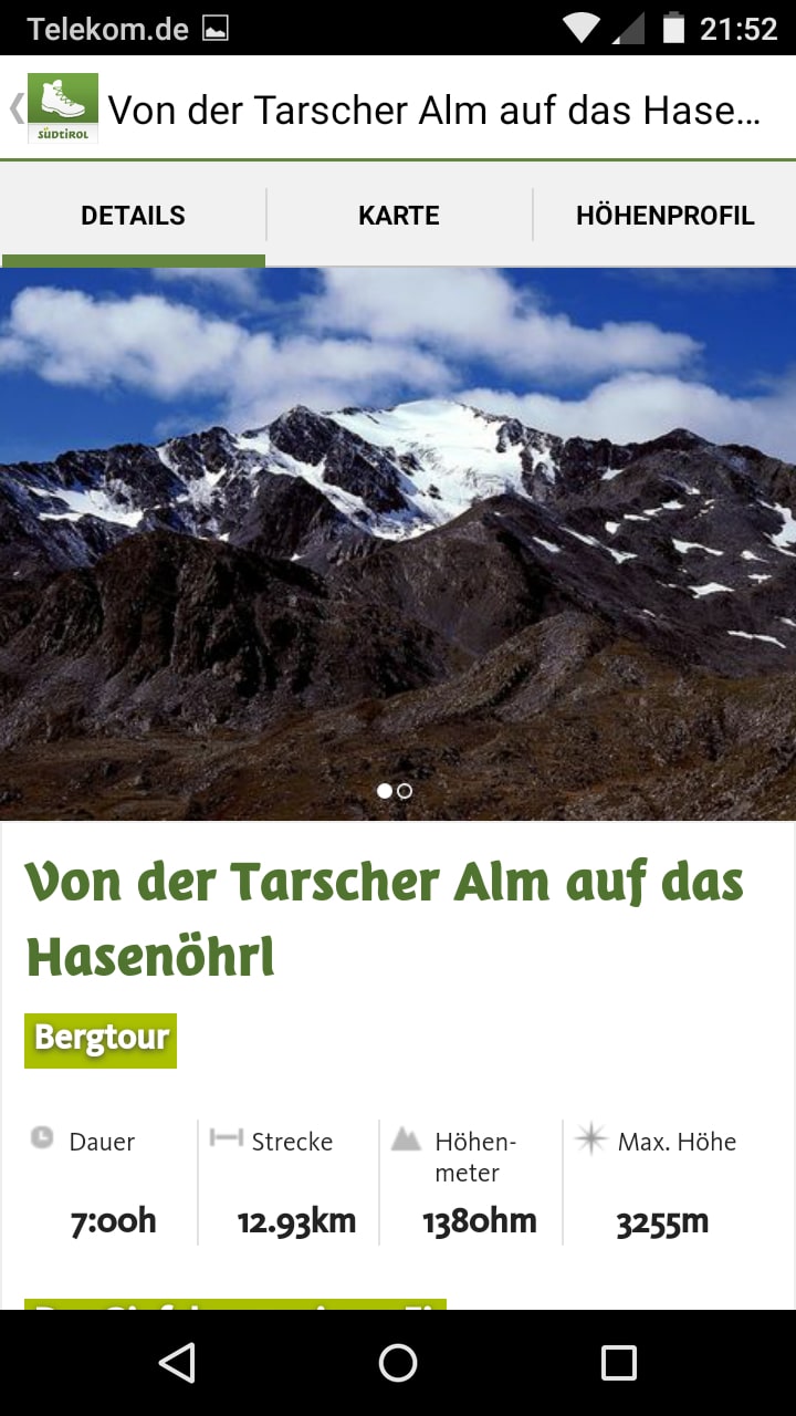 Südtirol Trekking Guide – Screenshot Android