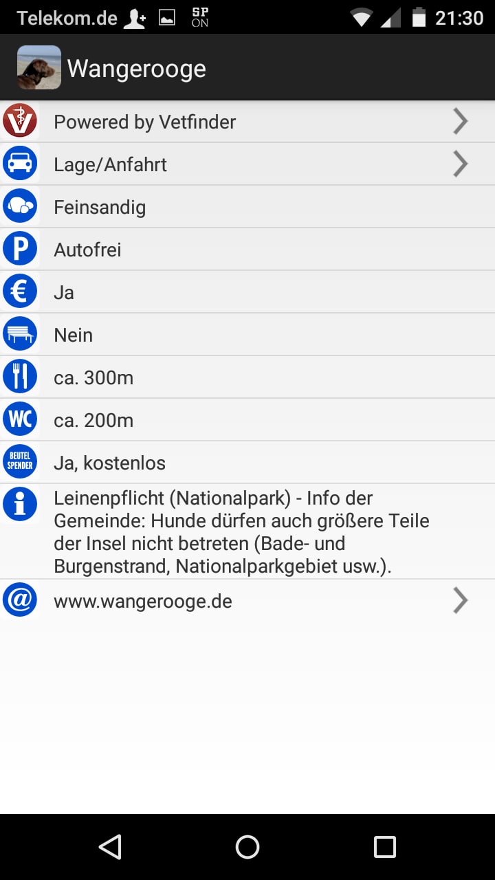 Hundestrände – Screenshot Android