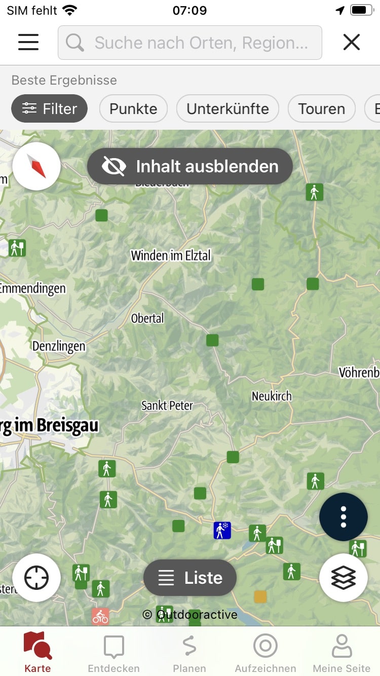Schwarzwald-App – Screenshot iPhone