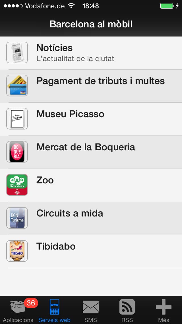 Barcelona al mòbil – Screenshot iPhone