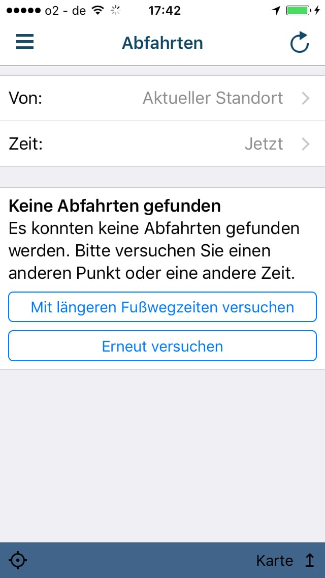 Nahverkehr Nürnberg – Screenshot iPhone