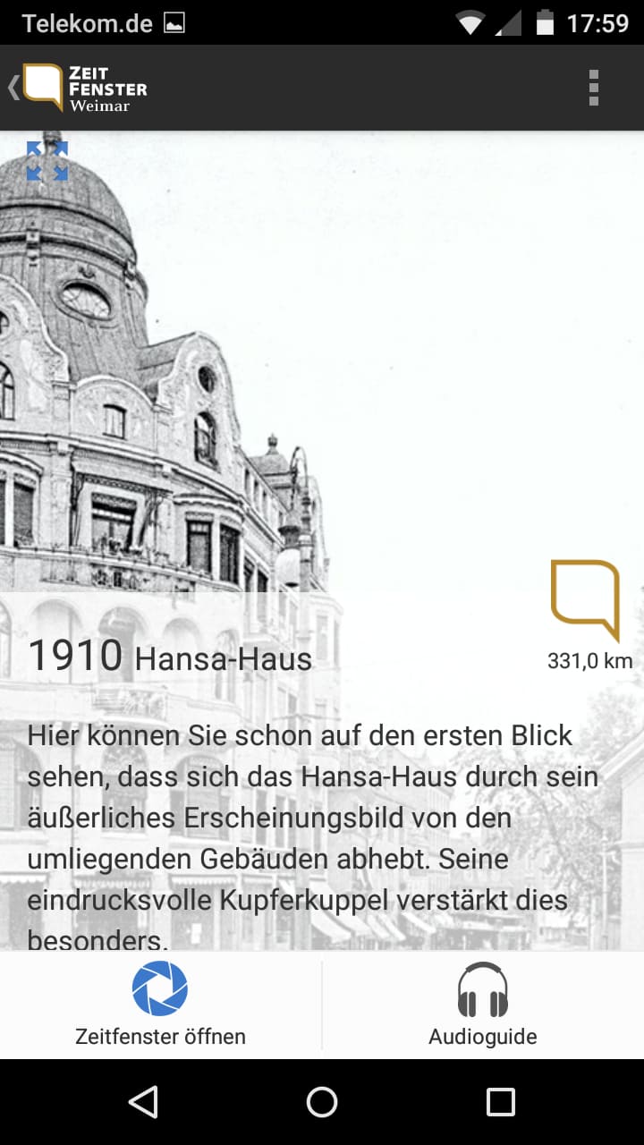Zeitfenster Weimar – Screenshot Android