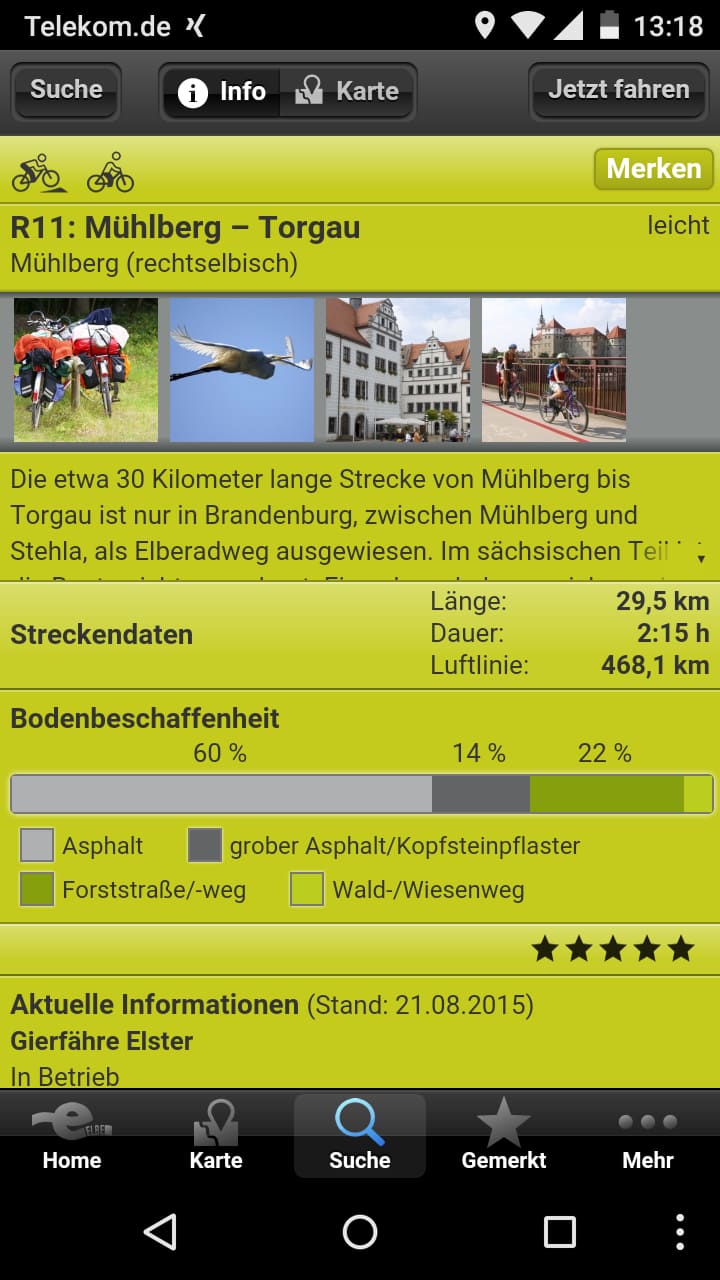 Elberadweg – Screenshot Android