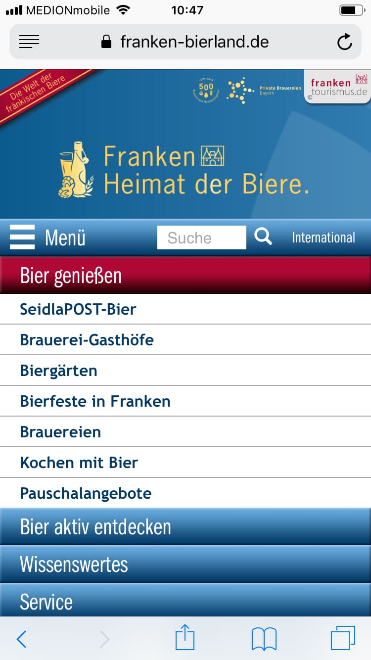 Franken Bierland – Screenshot iPhone