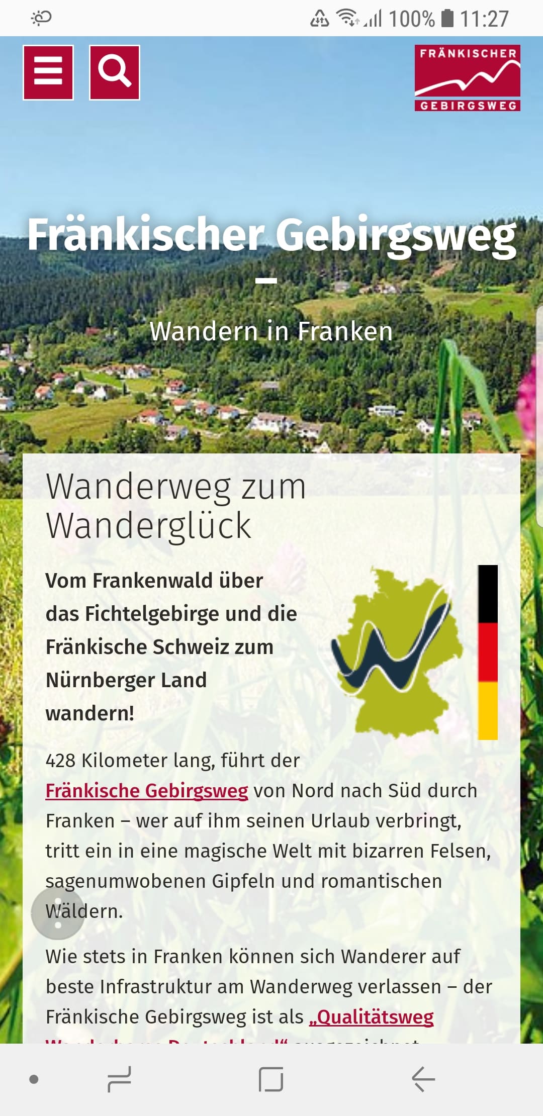 Fränkischer Gebirgsweg – Screenshot Android