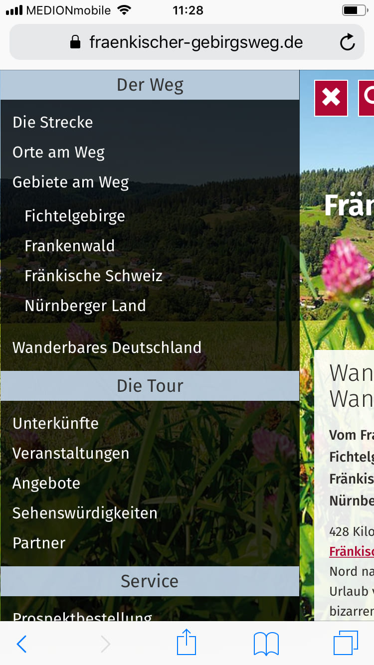 Fränkischer Gebirgsweg – Screenshot iPhone