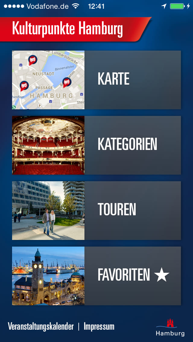 Kulturpunkte Hamburg – Screenshot iPhone