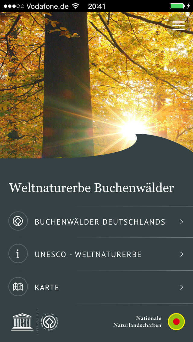 Weltnaturerbe Buchenwälder – Screenshot iPhone