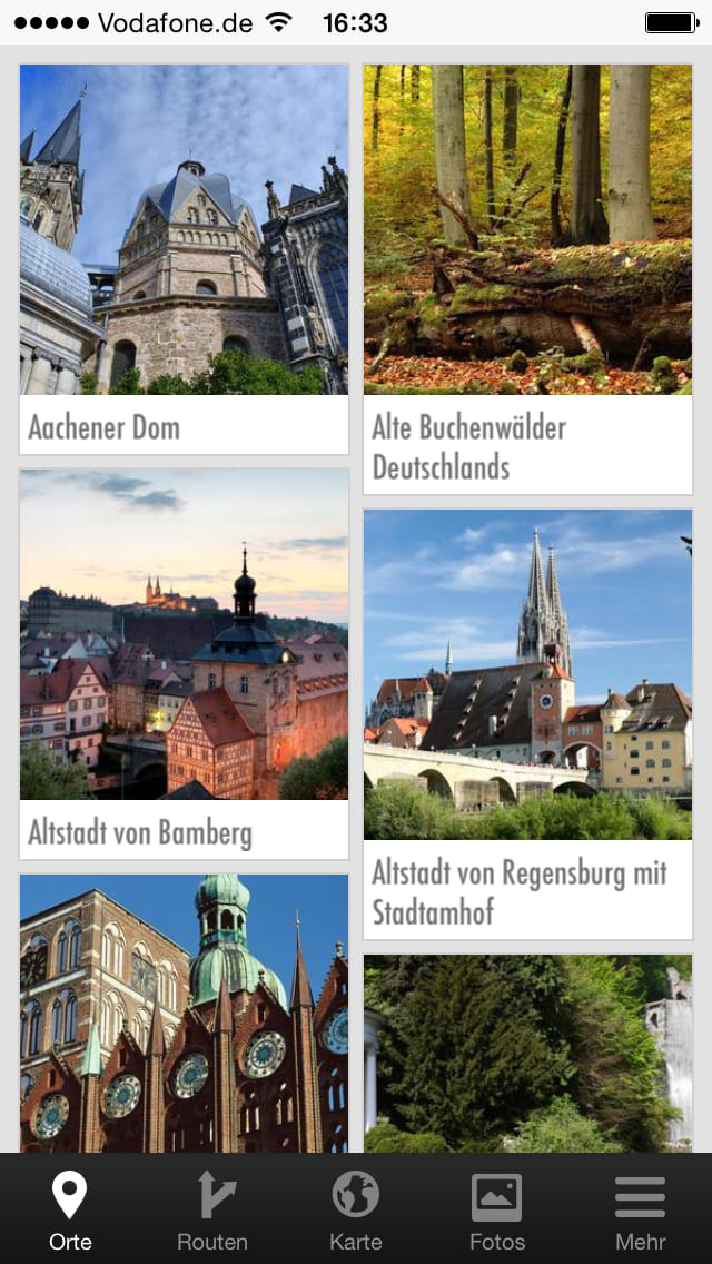 UNESCO-Welterbe in Deutschland – Screenshot iPhone