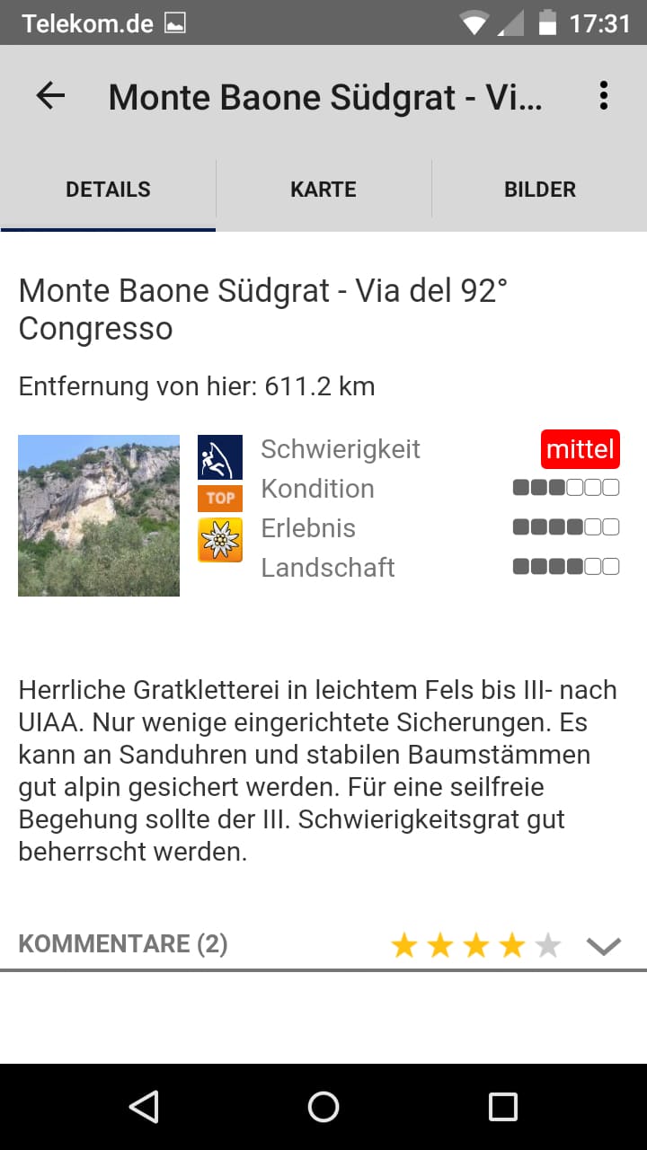 Ortovox Bergtouren App – Screenshot Android