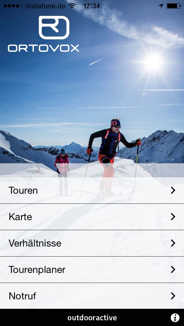 Ortovox Bergtouren App – Screenshot iPhone