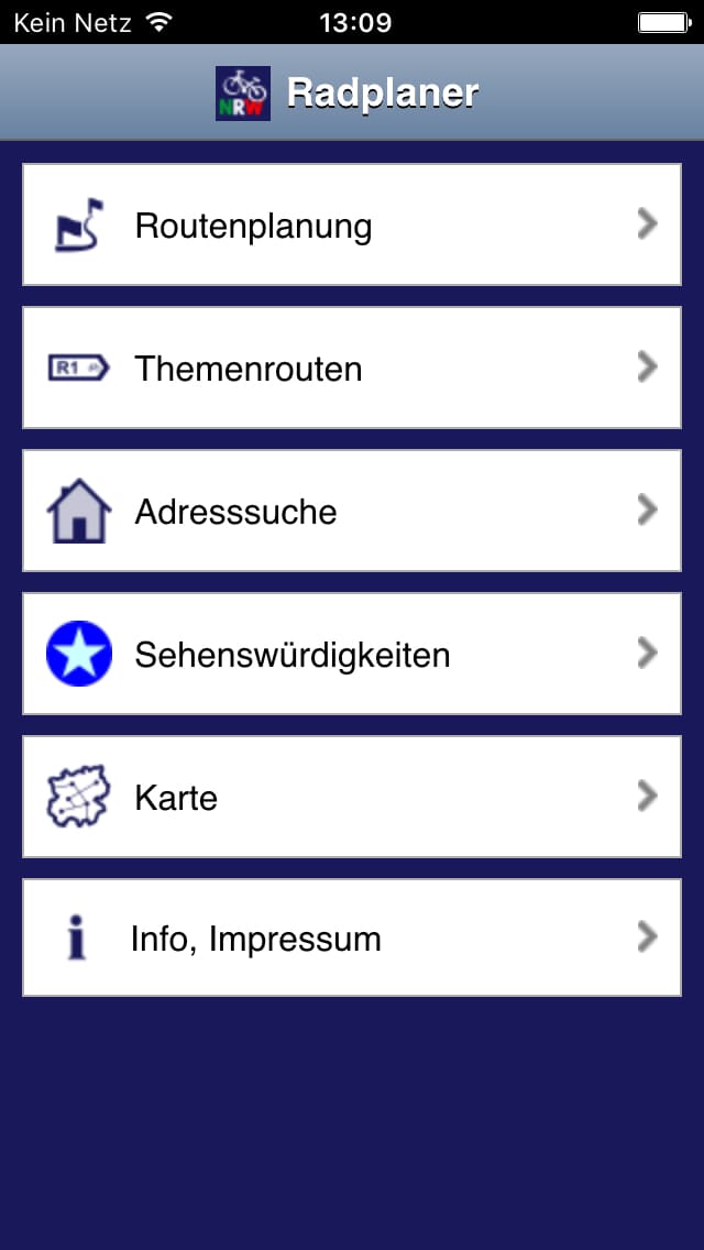 Radroutenplaner NRW mobil – Screenshot iPhone