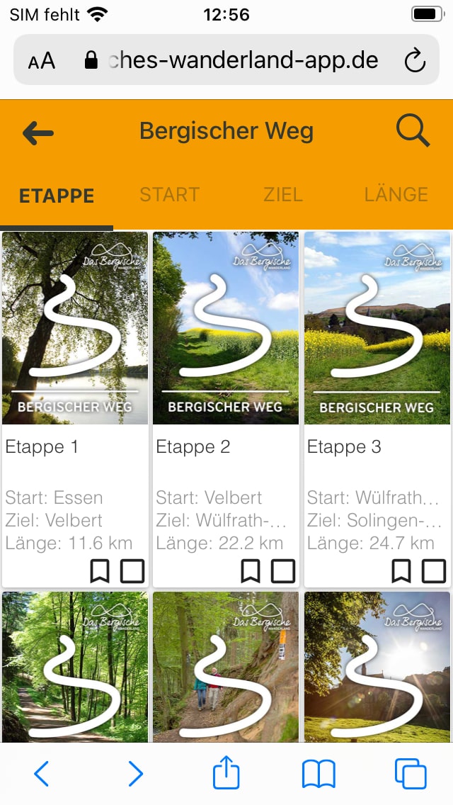 Bergisches Wanderland – Screenshot iPhone