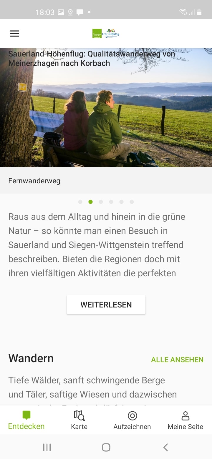 Sauerland&Siegen-Wittgenstein – Screenshot Android