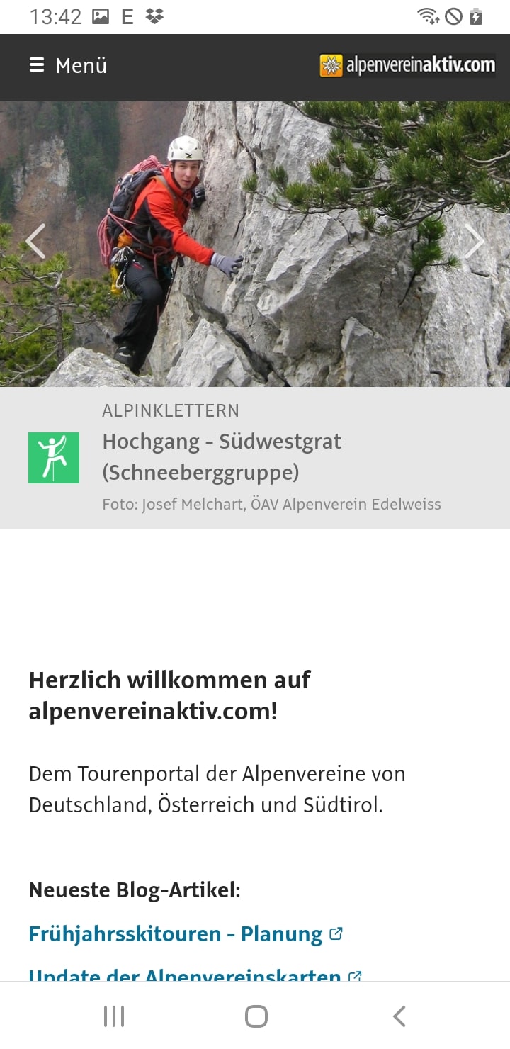 alpenvereinaktiv.com – Screenshot Android